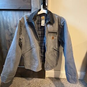 Carhartt Gray Jean Jacket with Black Collar